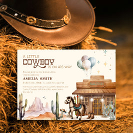 Convite Boho Little Cowboy Western Baby Shower Desert