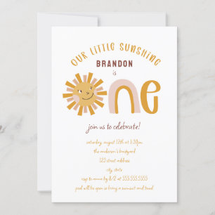 Convite Boho Little Sunshine Primeiro Aniversário