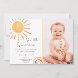 Convite Boho LiTtle Sunshine primeiro aniversario Convide 