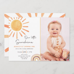 Convite Boho LiTtle Sunshine primeiro aniversario Convide