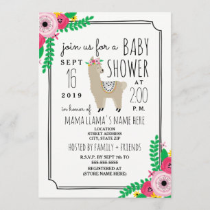 Convite Boho Llama Chá de fraldas Floral Convidar