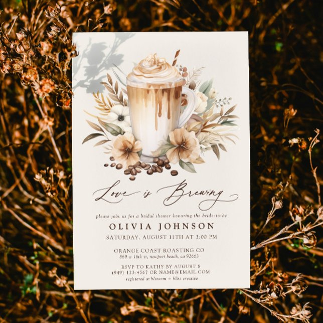 Convite Boho Love está criando Chá de panela (Easily personalize this bridal shower invitation for the perfect coffee theme bridal shower!)