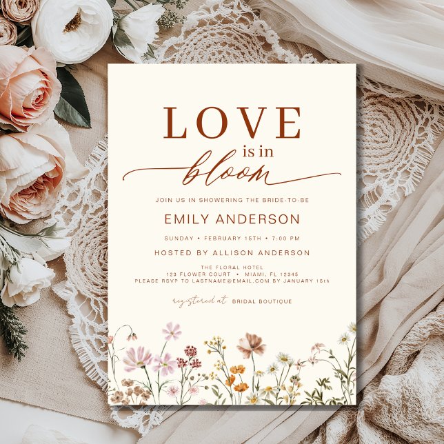 Convite Boho Love está em Bloom Wildflower Chá de panela (Criador carregado)
