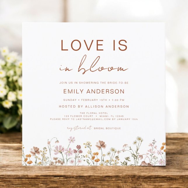 Convite Boho Love está em Bloom Wildflower Chá de panela (Criador carregado)