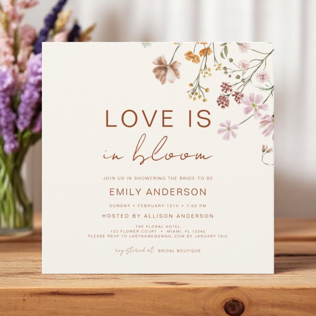 Convite Boho Love está em Bloom Wildflower Chá de panela (Criador carregado)