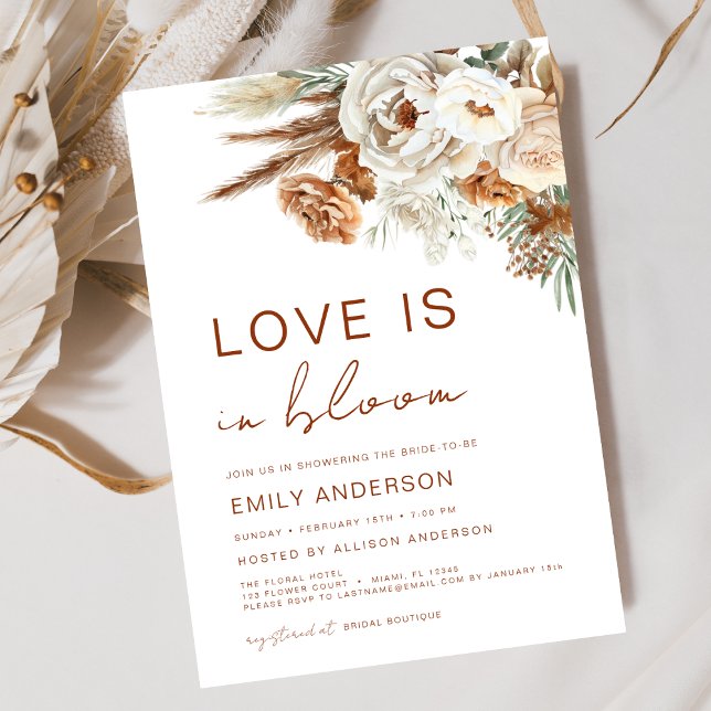 Convite Boho Love está no Chá de panela Bloom Pampas Grass (Criador carregado)