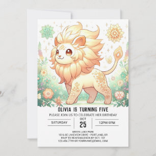 Convite Boho Magical Lion Digital Birthday
