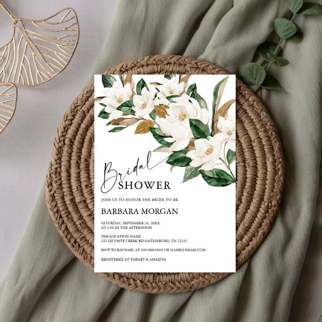 Convite Boho Magnolia Chá de panela (Criador carregado)