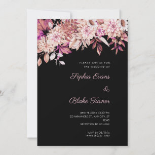 Convite Boho Marrom e Floral Rosa Casamento de Inverno Pre