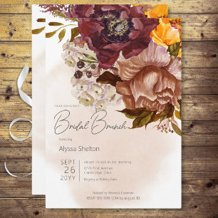 Convite Boho Marsala Argila e Amarelo Bouquet Bridal Brunc