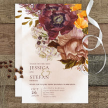 Boho Marsala Clay & Yellow Tan Buquê Weding