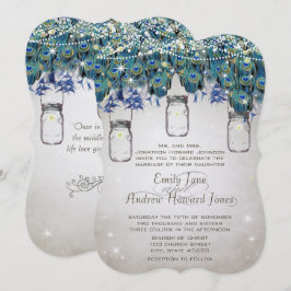 Convite Boho Mason Jar Marinho Turquoise Peacock