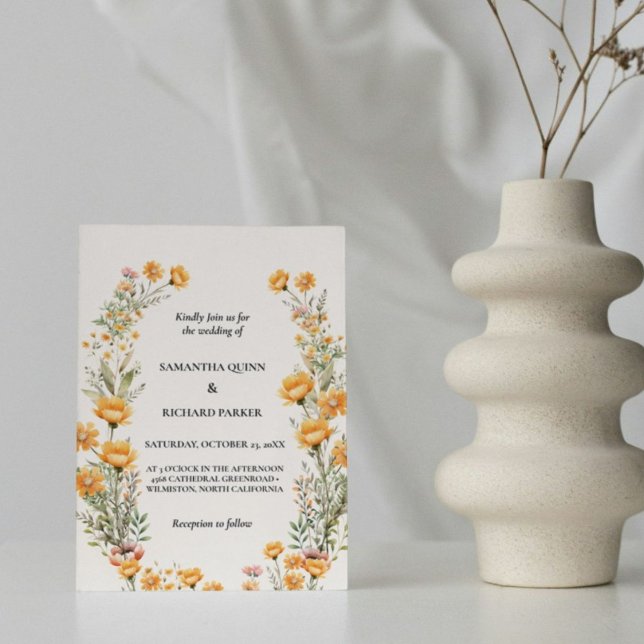 Convite Boho Meadow Wildflower Eucalyptus Greenery Casamen (Criador carregado)