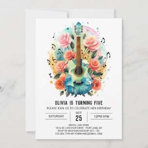 Convite Boho Melody Guitar Birthday