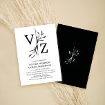 Convite Boho Minimal Black and White Leaf Monogram Wedding<br><div class="desc">This elegant and minimal wedding invitation is perfect for the summer and spring seasons. It features modern leaf line art with simple monogram typography. The color scheme includes black and white. It's contemporary, bohemian, rustic, and simple, the perfect design to impress your guests. ***IMPORTANT DESIGN NOTE: For any custom design...</div>