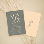 Convite Boho Minimal Sage Green Leaf Monograma Casamento<br><div class="desc">Este convite de casamento elegante e mínimo é perfeito para as estações de verão e primavera. Ele apresenta uma arte de linha de folha moderna com uma simples tipografia monográfica. O esquema de cores inclui o verde-sábio e o bege cremoso. É contemporâneo, boêmico, rústico e simples, o design perfeito para...</div>