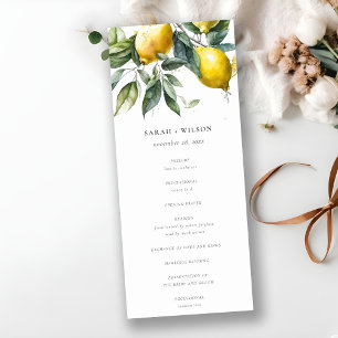 Convite Boho Minimal Yellow Lemon Garden Wedment Program