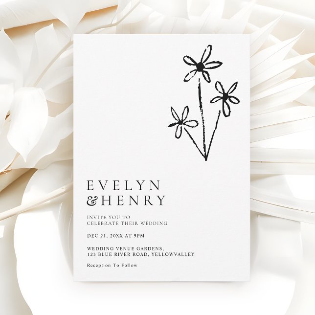 Convite Boho Minimalist Simple Chic Wedding (Criador carregado)