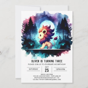 Convite Boho Minimalista Lion Birthday