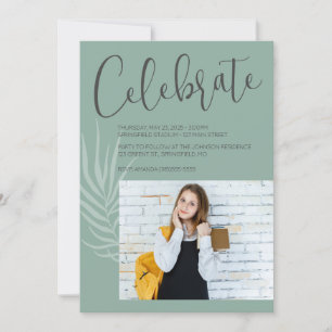Convite Boho Minimalista Verde Oliva Formatura