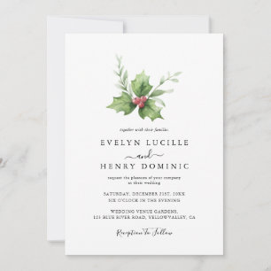 Convite Boho Minimalista Winter Greenery Casamento de Nata