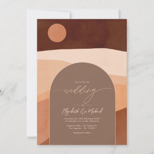 Convite Boho Mocha Mousse Foto de Casamento Moderno Terren