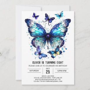 Convite Boho Modern Butterfly Boy Birthday