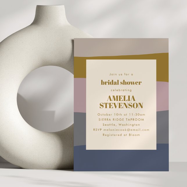 Convite Boho Modern Dusty Mauve Blue Strike Chá de panela (Criador carregado)