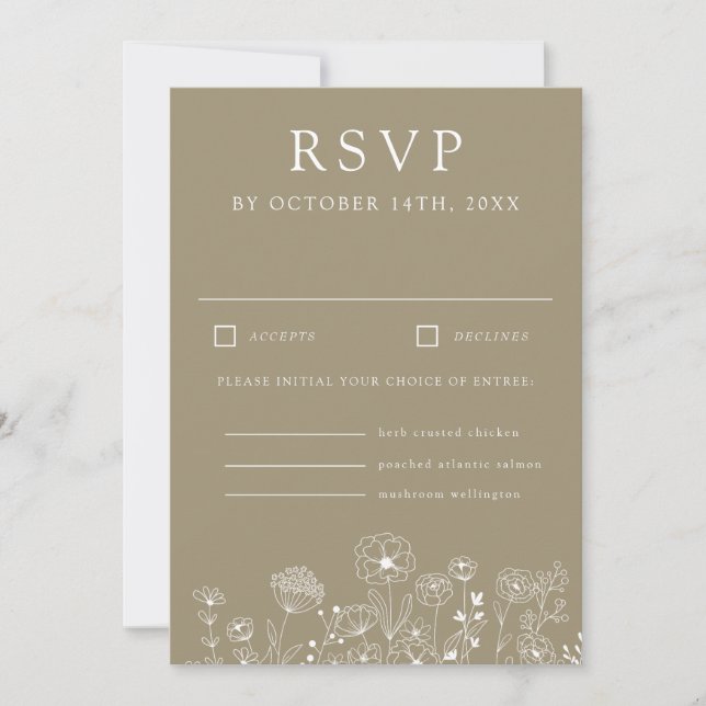 Convite Boho Modern Flor de Campo Aquarela Casamento (Frente)
