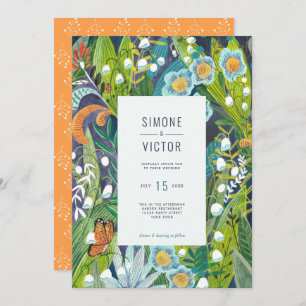 Convite Boho Modern Floral Lily do Casamento do Vale