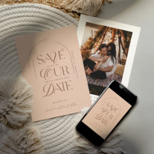 Boho Modern Minimalist Arch Photo Save the Date (B