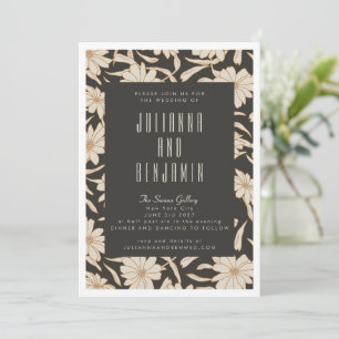 Convite Boho Moderno Black Botânico e Ivory Wedding