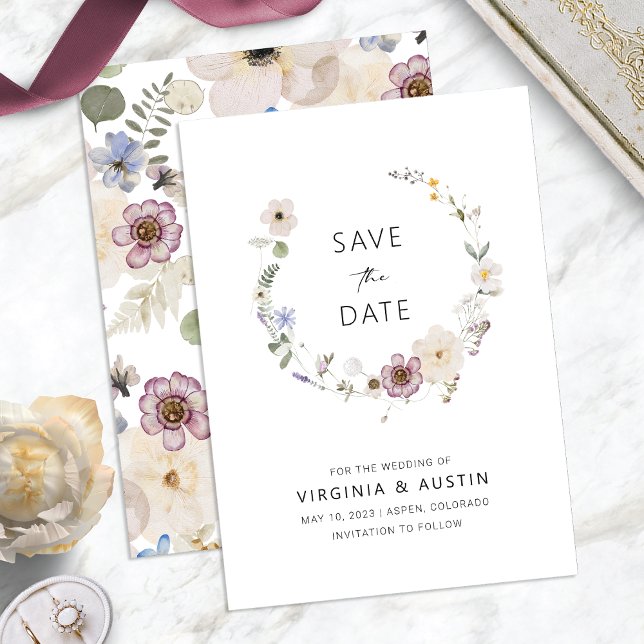 Convite Boho Moderno Salvar a Data (Boho Modern Floral Save The Date Invitation by Painted Paperie)