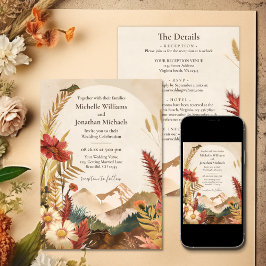 Convite Boho Mountain Wildflower All in One Weding