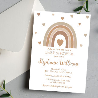 Convite Boho Muted Rainbow Baby Shower Invitation