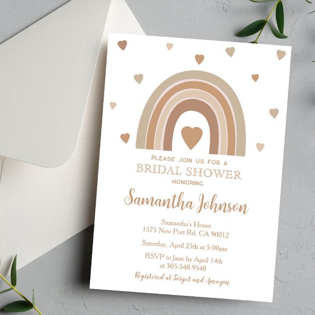 Convite Boho Muted Rainbow Bridal Shower Invitation (Criador carregado)