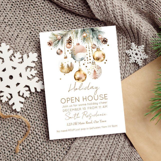Convite Boho Natal - modelo da casa aberta (Boho Christmas holiday open house party editable template invitation digital download watercolor )