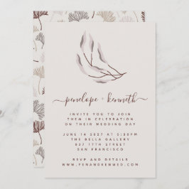 Convite Boho Nature Burgundy e Taupe Casamento Botânico