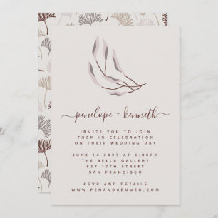 Convite Boho Nature Burgundy e Taupe Casamento Botânico