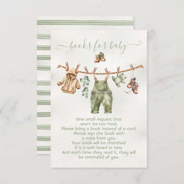 Convite Boho Nature Chá de fraldas Clothesline books para  (Frente/Verso)