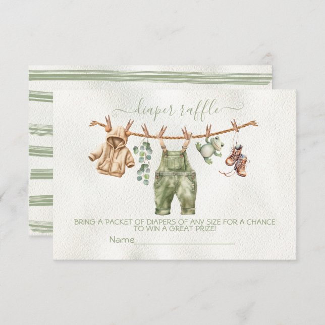 Convite Boho Nature Clothesline Fralda Raffle (Frente/Verso)