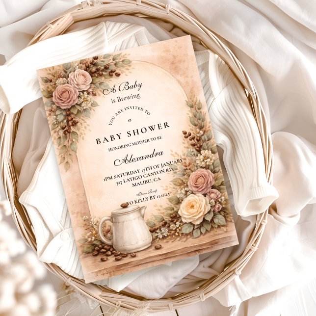 Convite Boho Neutral A Baby Is Brewing Shower (Criador carregado)