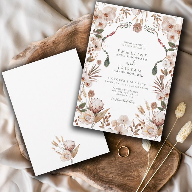 Convite Boho Neutral Botânica Wedding (Criador carregado)