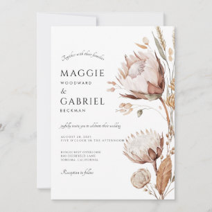 Convite Boho Neutral Floral Wedding