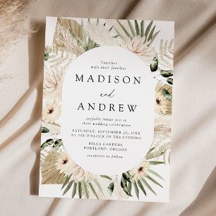 Convite Boho Neutral Flores Tropicais Casamento