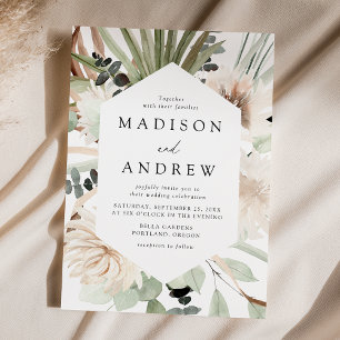Convite Boho Neutral Flores Tropicais Casamento