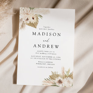 Convite Boho Neutral Flores Tropicais Casamento