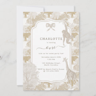 Convite Boho Neutral Safari Animal Chinoiserie Aniversário