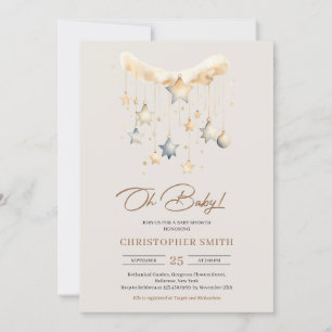 Convite Boho neutro em cobre e brinquedos para bebês enfer