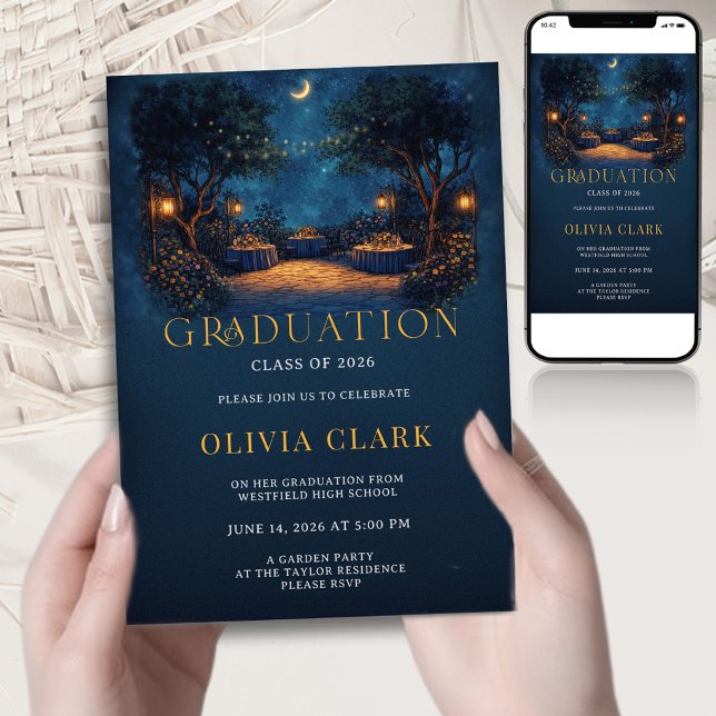 Convite Boho Night Garden Graduation  Floral Party (Criador carregado)